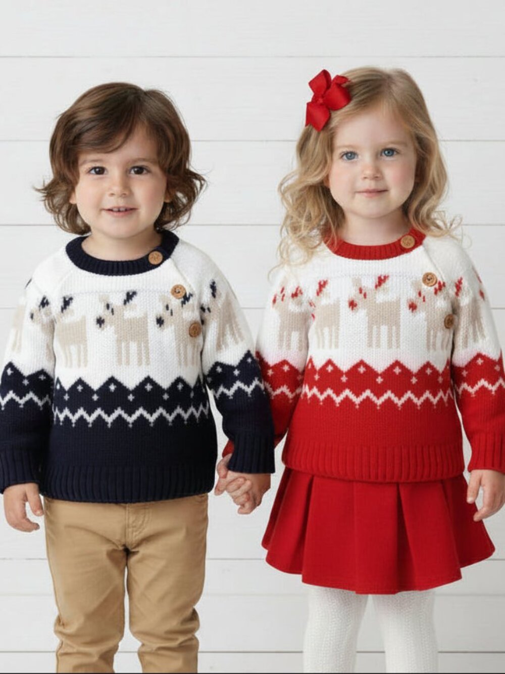 Blue Unisex Reindeer Knit Sweater, kids, winter